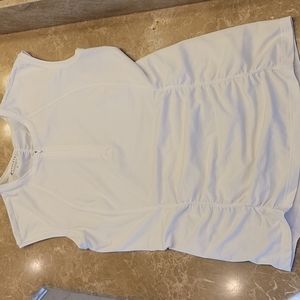 Athleta white zip front top with back pocket, S